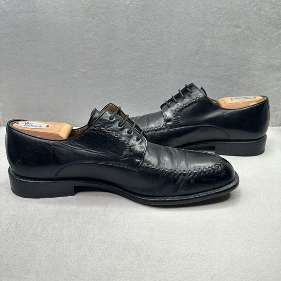 Mezlan Mens Size 10.5 (M) Brogue Black Leather Woven Accents Almond Toe Oxford main image 8